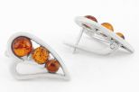 Серьги из мельхиора с янтарём лист 3 шара 63945