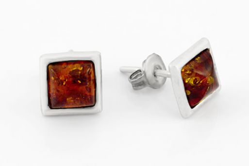Серебряные серьги с янтарём 63953 купить в магазине Самоцветы мира