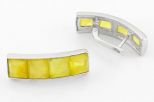 Серьги из мельхиора с янтарём оля 4 квадрата 7х7 мм 63980
