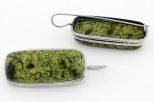 Серьги из мельхиора с змеевиком прямоугольник 17х37 мм 64007