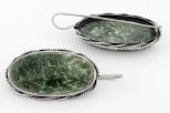 Серьги из мельхиора с клинохлором овал 17х33 мм 64063