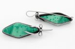 Серьги из мельхиора с малахитом капля 15х35 мм 64082
