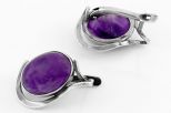 Серьги из мельхиора с аметистом овал 12х16 мм 64220