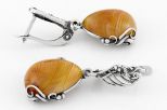 Серьги из мельхиора с агатом сердоликовым капля 15х20 мм 64243 