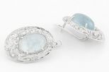 Серьги из серебра с аквамарином овал 11х15 мм 64939