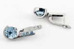 Серьги из серебра с топазом круг 8 мм 3 круга 2 мм 64984
