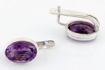 Серьги из серебра с аметистом овал 11х16 мм 65018