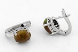 Серьги из серебра с опалом жёлтым овал 7х9 мм 65039 