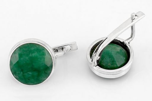 Серебряные серьги с изумрудом 66161 купить в магазине Самоцветы мира