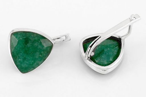 Серебряные серьги с изумрудом 67060 купить в магазине Самоцветы мира