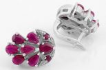 Серьги из серебра с рубином 7 капель 4х6 мм 2 круга 3 мм 7695