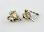 Серьги из серебра с цитрином 2 маркизы 4х8 мм 7851