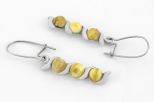 Серьги из мельхиора с янтарём вика 3 круга 4 мм 9251