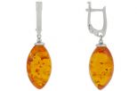 Серьги из мельхиора с янтарём слива рис 12х23 мм 9261