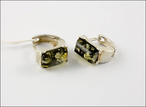 Серьги из мельхиора с янтарём 9271 купить в магазине Самоцветы мира